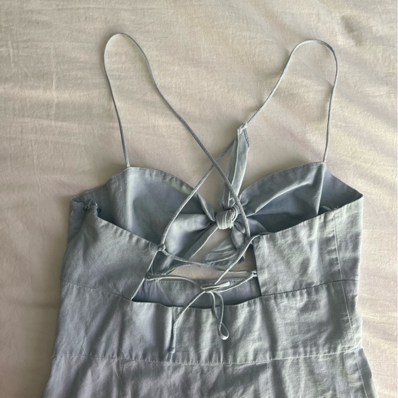 Zara linen blue midi dress with cutouts - Picture 5 of 7